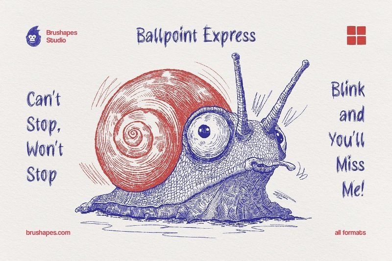 10支高仿真圆珠笔速写笔刷(Procreate/PS/AI/CSP)